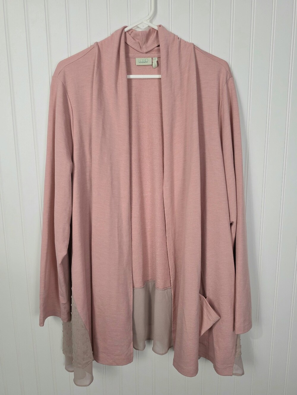Logo Lori Goldstein | Open Front Cardigan Pink Size 3X